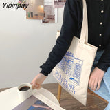 Yipinpay Women Canvas Shoulder Bag Shakespeare Print Ladies Shopping Bags Cloth Harajuku Fabric Grocery Handbags Tote Books Bag For Girls