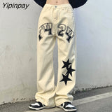 Yipinpay Women's Jeans Star Pants Oversize Trousers Korean Fashion Hip Hop Harajuku High Waist Y2k Streetwear Aesthetic Female Clothing