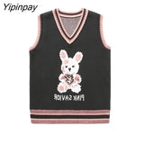 Yipinpay Women's Sweater Oversize Y2k Aesthetic Goth Korean Pullover Tops Long Sleeve Vintage Streetwear Coat Knitted Vest Winter Clothes