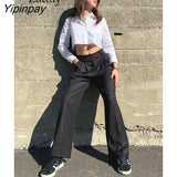 Yipinpay 2023 Spring Streetwear Long Sleeve Women Whiter Shirt Korea Style Y2K Minimalist Button Up Woman Crop Top Blouse Clothing