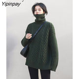 Yipinpay 2023 Winter Minimalist Long Sleeve Turtleneck Women Sweater Korean Style Solid Ladies Knit Pullover Female Loose Clothing