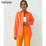 Yipinpay 2023 Spring Casual Long Sleeve Loose Women Cotton Shirt Korea Style Button Solid Woman Tunic Blouse Female Clothing Top