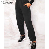 Yipinpay Sexy High Waist Baggy Sweat Pants With Pockets 2023 Streetwear Black White Green Cotton Trousers Joggers Women Sweatpants