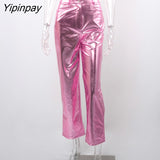 Yipinpay Bright Color Women Button Pants High Waist Straight Trousers Female 2023 Spring Sexy Casual Loose Lady Pant Streetwear