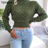 Yipinpay Knit Short Sweater Women Pullovers Knitted Tops Female Jumper 2023 Autumn Winter Long Sleeve Streetwear Knitting Sweaters