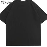 Yipinpay Men's T-Shirt Graphic Hip Hop Oversized Harajuku Summer Short Sleeve Tees Korean Fashion Y2k Vintage Streetwear Cotton Clothing