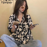 Yipinpay Floral Printing Button Up Women Shirt Oversize Short Sleeve Office Lady Womens Blouse 2023 Summer Loose Female Shirts