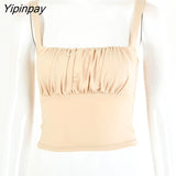 Yipinpay Sexy Ruched Tight Tank Women Bodycon Crop Top Summer 2023 Sleeveless Backless Black White Short Camis Women Corset Tops