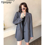 Yipinpay 2023 Winter New In Korea Style Long Sleeve Women Blazer Office Lady Loose Solid Suit Work Blazers Spring Female Coat