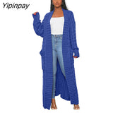 Yipinpay Women's Oversize Cashmere Cardigans Female Solid Dropped Shoulder Sleeves Knitted Sweaters Winter Loose High Street Cardigans