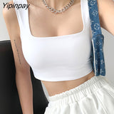 Yipinpay Summer Crop Top Corset Tank Top Streetwear Cropped Vintage Casual Sexy Solid Harajuku Camisole Aesthetic Y2k Tops Clothes