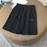 Yipinpay High Waist Shorts Female Cycling Sweatpants Harajuku Y2k Black Cotton Casual Fashion Letter Loose Korean Women Clothing