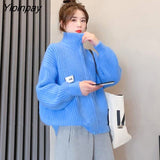 Yipinpay Autumn Y2K Knit Button Women's Sweater Street Style Long Sleeve Zipper Loose Cardigan Coat 2023 Winter Outerwear Clothing