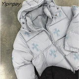 Yipinpay Women's Thickening Down Jacket Water and Wind-Resistant Breathable Coat Big Size Men Punk Hoodies Jackets Y2K Grunge clothing