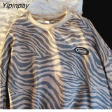 Yipinpay Spring Streetwear Loose Long Sleeve Female Pullovers Zebra pattern Women's Sweatshirt Y2K Fashion Woman Hoodies Tops