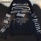 Yipinpay Women Sweater Oversize Pullover Winter Jumper Harajuku Goth Long Sleeve Top Knit Korean Fashion Streetwear Y2k Aesthetic Clothes