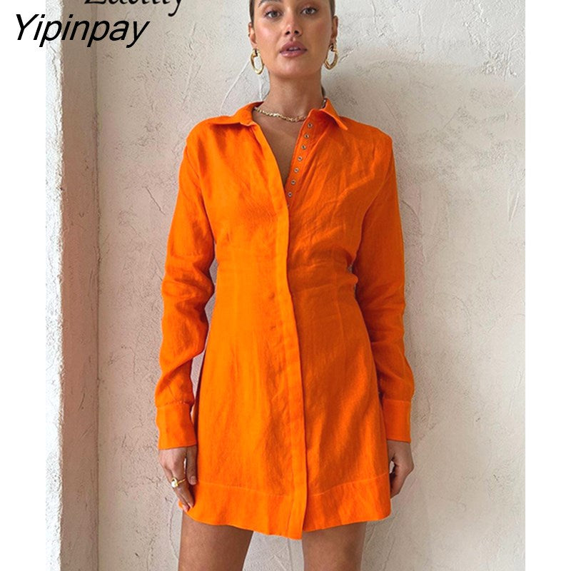 Yipinpay 2023 Spring Women New In Full Sleeve Solid Women Long Shirt Waist Slim Button Up Loose Ladies Blouse Causal Female Tops