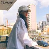 Yipinpay 2023 Spring Minimalist Chic Oversize Women's White Basic Shirt Long Sleeve Button Up Loose Woman Tunic Blouse Clothing