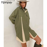 Yipinpay 2023 Spring New Full Sleeve Women Long Shirt Streetwear Patchwork Button Up Loose Woman Tunic Blouse Female Clothing Tops