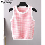 Yipinpay Print Knitted Vest Women Crop Top Sexy Mujer Streetwear Summer 2023 New Knitwears Sleeveless O Neck Short Tank Tops