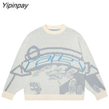 Yipinpay Men's Pullovers Sweaters Creative Stripes Women's Knitted Streetwear Maiden Oversized Harajuku O Neck Knitwear Men Clothing 319