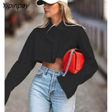 Yipinpay 2023 Spring Streetwear Long Sleeve Cotton Asymmetrical CottoWomen White Shirt Sexy Button Woman Crop Tops Female Blouse