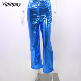 Yipinpay Bright Color Women Button Pants High Waist Straight Trousers Female 2023 Spring Sexy Casual Loose Lady Pant Streetwear