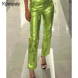 Yipinpay Bright Color Women Button Pants High Waist Straight Trousers Female 2023 Spring Sexy Casual Loose Lady Pant Streetwear