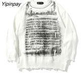 Yipinpay Sweaters Pullover Y2k Pullover Long Sleeve Top Knitting Korean Fashion Oversize Gothic Vintage Streetwear Grunge Clothing