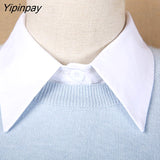 Yipinpay Ladies Blouse white fake collar turndown collar 2023 Fashion Elegant Women Fake Half Shirt Detachable Female Clothing