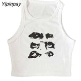 Yipinpay Summer Print Personality Bright Color Sleeveless Y2k Clothes Vintage Sleeveless Tank Top Aesthetic Harajuku Streetwear Slim