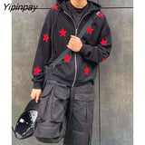 Yipinpay Fashion star graphic fairy grunge Men Women Long-sleeved Zip Hoodie Jacket OverSize Streetwear Y2K clothes emo Pullover