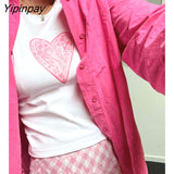 Yipinpay Tee Crew Neck Short Sleeve Fit Baby Tee Y2k Women's Streetwear Cropped Top Summer Cropped Top Purple Pink Y2K