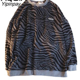 Yipinpay Spring Streetwear Loose Long Sleeve Female Pullovers Zebra pattern Women's Sweatshirt Y2K Fashion Woman Hoodies Tops