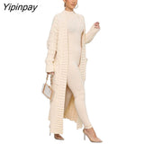 Yipinpay Women's Oversize Cashmere Cardigans Female Solid Dropped Shoulder Sleeves Knitted Sweaters Winter Loose High Street Cardigans