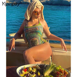 Yipinpay Sexy Deep V Neck Halter Neck Print Slim Dress Female Backless Sling Mini Dresses Lady Vacation Sleeveless Bohemia Dress 423