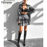 Yipinpay 2023 Spring Long Sleeve Women Oversize Shirt Casual Plaid Button Up Woman Tunic Blouse Daily Fashion Female Clothing Top
