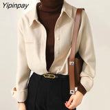 Yipinpay 2023 Winter Korean Style Long Sleeve Wool Liner Shirt Women Office Lady Button Thick Tunic Autunm Female Clothing Tops