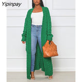 Yipinpay Women's Oversize Cashmere Cardigans Female Solid Dropped Shoulder Sleeves Knitted Sweaters Winter Loose High Street Cardigans