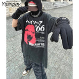 Yipinpay T-Shirt Men Summer Short Sleeve Tops Tees Gothic Harajuku Korean Fashion Aesthetic Streetwear Graphic Vintage Clothing