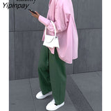 Yipinpay 2023 Spring New In Streetwear Long Sleeve Pink Shirt Women Korea Style Button Up Woman Tunic Blouse Female Clothing Tops