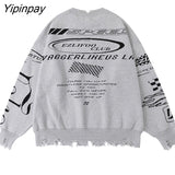 Yipinpay Women Sweater Frayed Oversize Pullover Long Sleeve Jumper Streetwear Korean Fashion Goth Knit Y2k Aesthetic Tops Winter Clothes 319