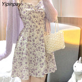 Yipinpay Woman Summer 2023 Party Sleeveless Y2k Sling Sexy Casual Aesthetic Floral Print Midi High Waist Harajuku Female Clothing