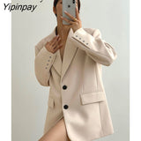 Yipinpay 2023 Autum Oversize Full Sleeve Long Women Blazer Office Lady Solid Work Suit Blazers Work Female Clothing Jackets Coat