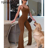 Yipinpay Summer Sleeveless Bodycon Jumpsuits Women Solid Sleeveless One Piece Outfit Female Fashion Y2K Skinny Backless Rompers