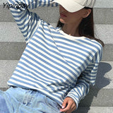 Yipinpay Stripe Baggy Sweater Women Pullovers Long Sleeve Loose Knitted Tops Female Jumpers Autumn Winter Streetwear Knit Sweaters
