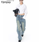 Yipinpay 2023 Spring Long Sleeve Women's White Shirt Streetwear Y2K Zipper Up Woman Crop Top Blouse Casual Summer Female Clothing