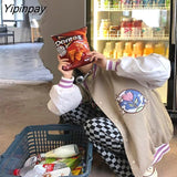 Yipinpay Womens Coats and  Y2K Jackets High Street Hip Hop Baseball Uniforms Street Casual Coat Loose Stitching Jacket Tops BRATZ Summer