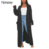 Yipinpay Women's Oversize Cashmere Cardigans Female Solid Dropped Shoulder Sleeves Knitted Sweaters Winter Loose High Street Cardigans