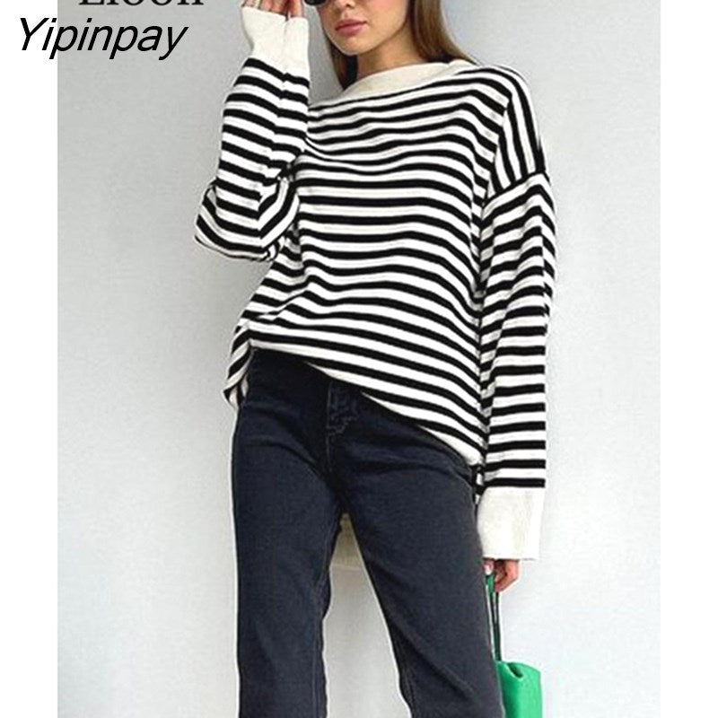 Yipinpay Baggy Sweater Pullover Women Long Sleeve Knit Tops Jumper Mujer Autumn Winter Pull Vintage Streetwear Knitted Sweaters